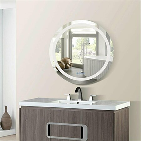 COMFORTCORRECT 36 x 1.7 x 36 in. Round LED Bordered Illuminated Mirror with Bluetooth Speakers CO2799572